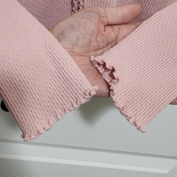 Vtg Y2K Liz Claiborne LizWear Button Up Lace Ruffle Trim Cardigan Runs Small - Picture 5 of 8